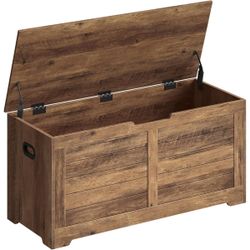Storage Chest Storage Bench With 2 Safety Hinges Farmhouse Style For Entryway Bedroom Living Room Honey ULSB061K01