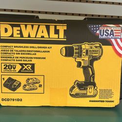 Dewalt 20-Volt MAX XR Lithium-Ion Cordless 1/2 in. Brushless Compact Drill/Driver with (2) Batteries 2Ah, Charger and Hard Case (Brand New)