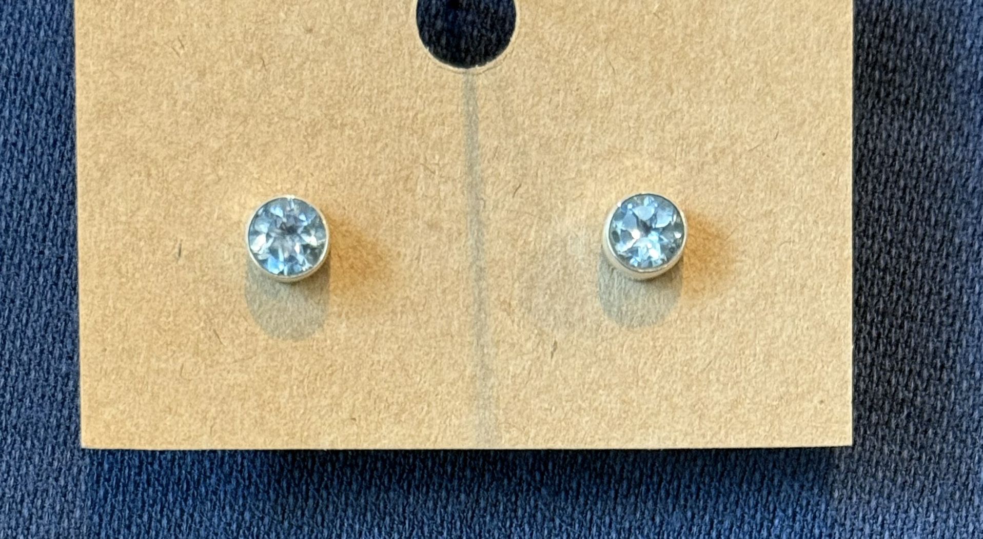 Sterling Silver Faceted Blue Topaz Stud Earrings New