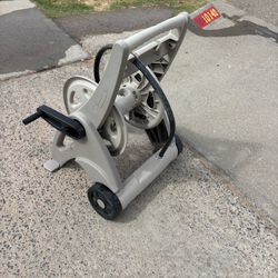 Garden Hose Reel: 175 ft (5/8 in I.D.), 15 in Reel Dia, Tan, 2 Wheels, 150 psi Max Op Pressure