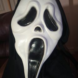 Classic OG Scream Mask Latex / Black Cloak with Two Tassels / Ghostface Halloween Masks $10!! 

