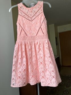Pink Lace Sleeveless Fit and Flare Dress