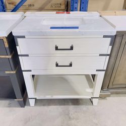 Brand New White Oak 30" Single Vanity with Marble Top in White  $469 
