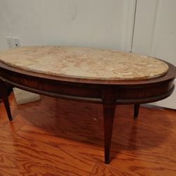 Antique Marble/Wood Coffee Table 