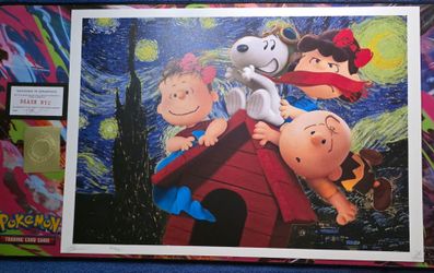 Snoopy Banksy print with COA & Stamped on pic.