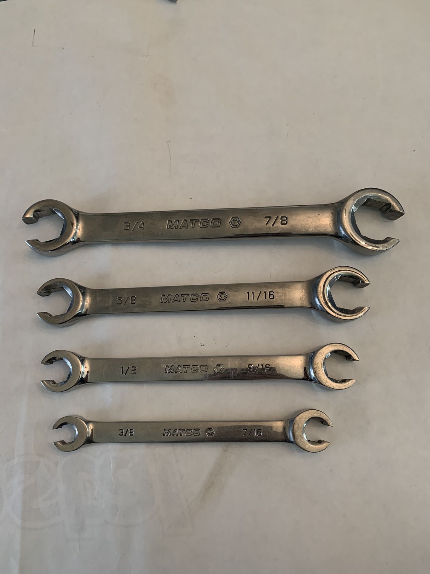 Matco tools Flare Nut Open Wrench set of 4