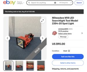 Milwaukee M18 LED Searchlight Tool Model 2354-20 Spot Light Like New