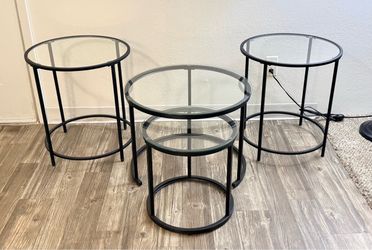 4-piece Round Glass Table Set