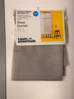 Room Essentials Gray Sheer Curtain Panel 84"