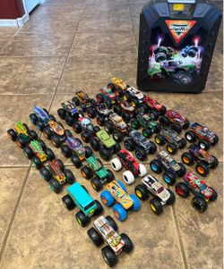 31 Hot Wheels Monster Jam trucks & case