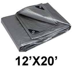 Heavy Duty Waterproof Poly Tarp 20 ft x 12 ft – Outdoor Cover