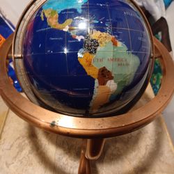 10 Inch Mother Of Pearl & Gemstone Desk Globe