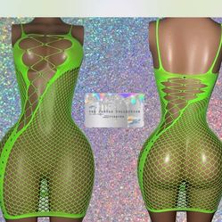 EXOTIC DANCE/ CLUB/ RAVE WEAR: NEON DRESS WITH RHINESTONES