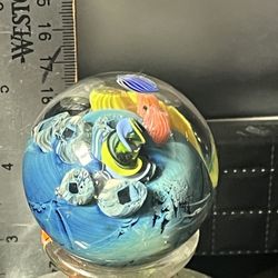 Sick Hand blown Glass Ocean Scene Paperweight 