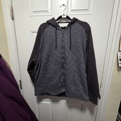 Vintage Faded Glory Large Gray Insulated Faux Sheep Wool Zip Up Hoodie Sweatshirt Jacket, Size XL