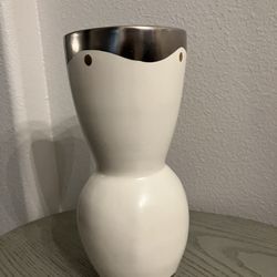 Vintage Americaware USA Mallory Mid Century Modern Vase Ceramic Ivory & Gold Excellent Condition 