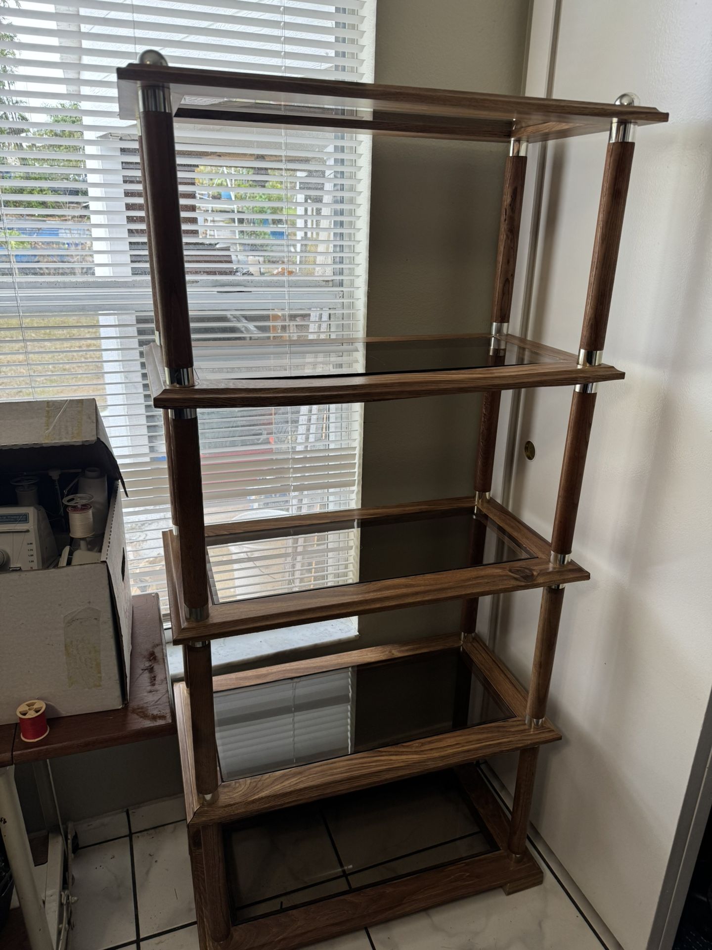 Tall Five (5) Tier Blue Crystal Shelves.