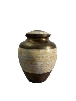 Large Cremation Urns For Adult Human Ashes Funeral Brass Mother OF Pearl Urn