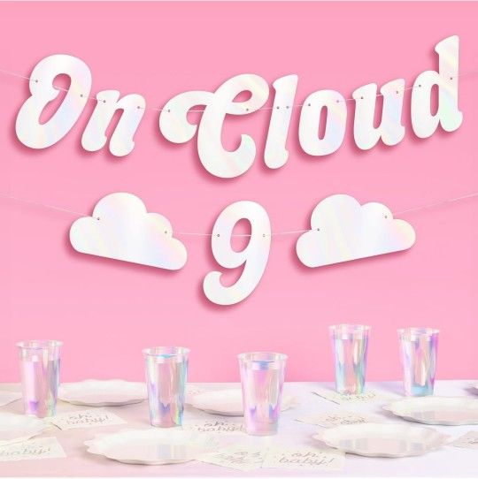 On Cloud Nine Banner - White, 5 Ft. | Bachelorette Party Decorations, Bride To Be Party Supplies, Cute Baby Shower Decor, Bridal Shower, Engagement Ph