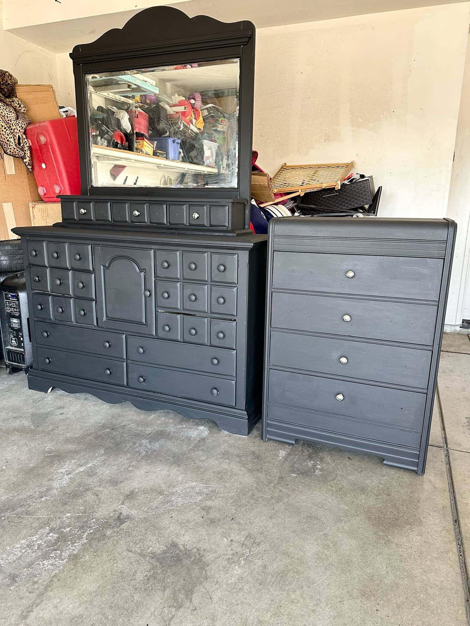 Solid Wood Dressers Set With Mirror