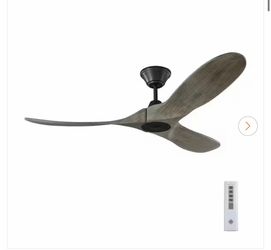 Generation Lighting Maverick II 52 in. Indoor/Outdoor Aged Pewter Ceiling Fan with Light Grey Weathered Oak Wood Blades and Remote Control