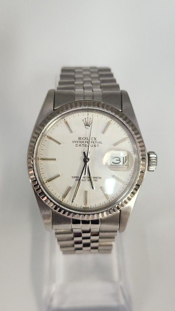 36 mm Rolex oyster perpetual datejust white dial jubilee bracelet, model # 16014
