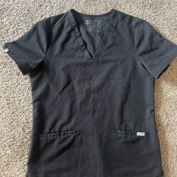 Figs Women’s Casma Three-Pocket Scrub Black Top Size S FW1100