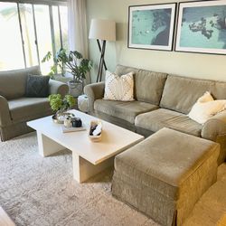 Comfy Couch, Love Seat, & Ottoman Set 