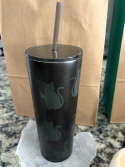 Starbucks Black Cat glow in the dark Stainless Steel Tumbler