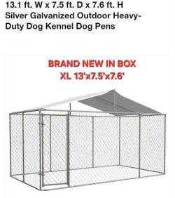 NEW IN BOX XL 13'x7.5'  covered dog kennel all weather roof tarp galvanized dog cage Corral de mascota nuevo