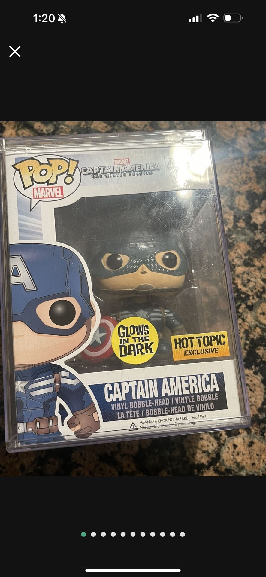 Captain America hot topic Glow In The Dark Funko Pop