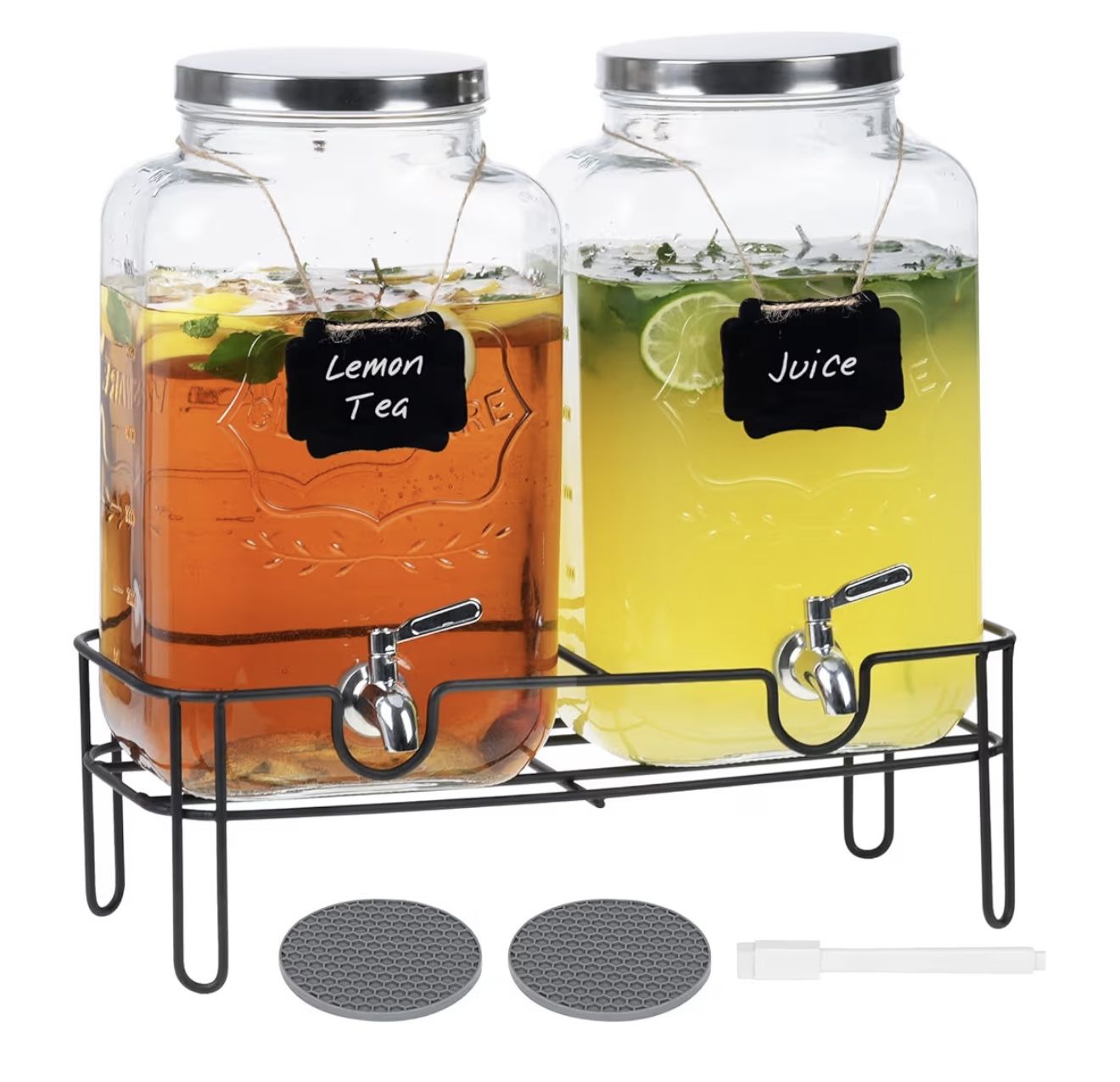2 Gallon Glass Drinks Dispenser For Parties
