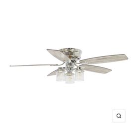 52" Bangatore Traditional Chrome Flush Mount Reversible Ceiling Fan with Lights and Remote