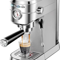 CASABREWS CM5418 Espresso Machine 20 Bar, Compact Espresso Maker with Steam Milk Frother, Stainless Steel Coffee Machine with 34oz Removable Water Tan