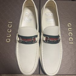 Gucci x Fiat 500 Men’s Leather Horsebit Driving Loafers – White – US Size 11/UK 10