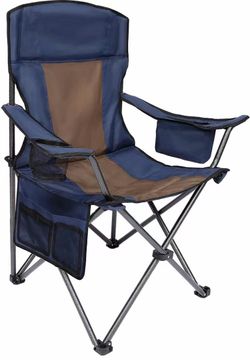 NEW! AsterOutdoor Camping Folding Chair Padded Quad Arm Chair with Large Cup Holders, Side Organizer & Back Pocket for Outdoor, Camp, Indoor, Patio, F