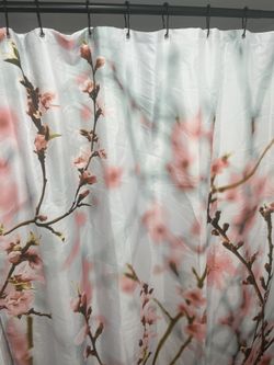 Floral Shower Curtain With Bath Mat