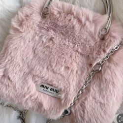 Miu miu Pink Limited Edition Pouch With Silver Shoulder Strap 