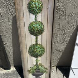 Pier 1 Topiary Painting On Panel Frame For Hanging 5’3”x 15.5”