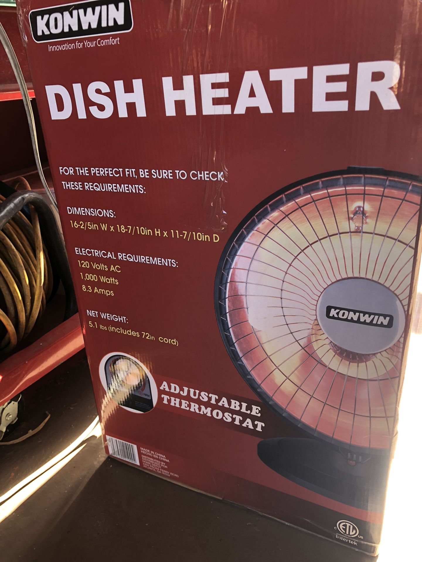 Brand New KONWIN DISH HEATER 1500 Watts Adjustable thermostat wire