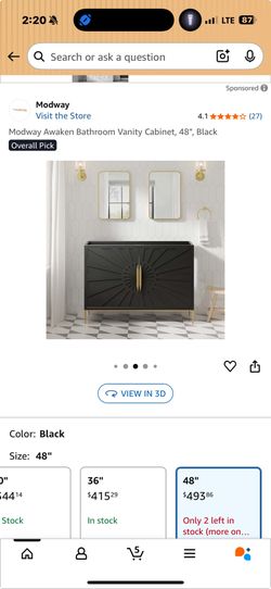 48 Inch Black Vanity Set