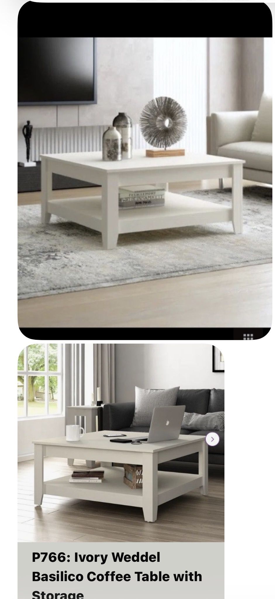 4 White Coffee Tables 