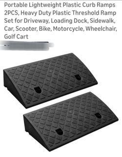 Heavy duty plastic curb ramp, cars, motorcycle, bikes and more