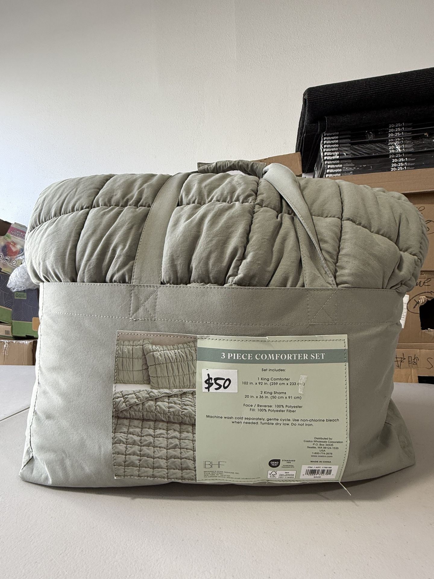 BHF Laurel 3-piece Puff Revers Comforter Set KING Size