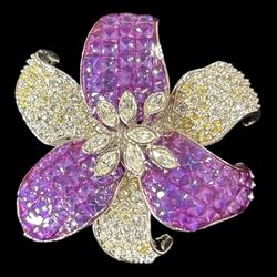 NWOT Nolan Miller Purple Orchid Spring Flower Pin Brooch Glamour Collection Vtg