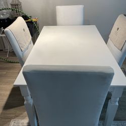 Solid Wood Table, White, Clean, 5x3.  4 Chairs Are Free
