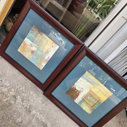 Set of two framed abstract paintings.