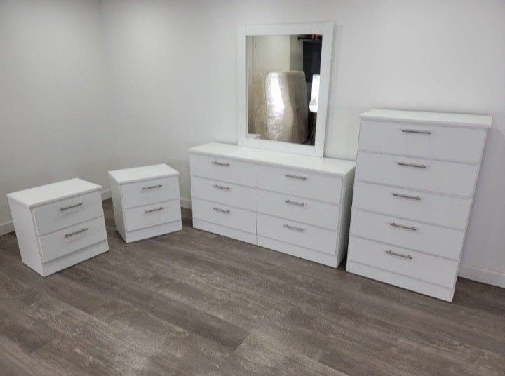 Dresser Whit Mirror Chest And Two Nightstands ⚪ Cómoda Con Espejo Gavetero Y Dos Mesitas " Financing Available " Financiamiento Disponible