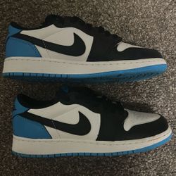 Air Jordan 1 Retro Low OG Black Dark Powder Blue. Size 6 Boys