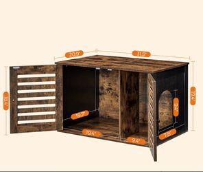 FendeaCat Litter Box Enclosure w/ Shutter Doors Hidden Litter Box - Rustic Brown